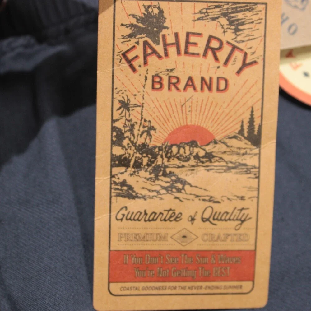 Faherty NWT Chinos / Casual Shorts Size XXL US In Solid Blue Cotton Blend